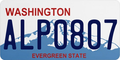 WA license plate ALP0807