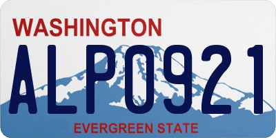 WA license plate ALP0921