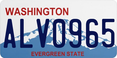 WA license plate ALV0965
