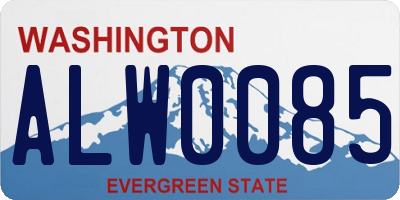 WA license plate ALW0085
