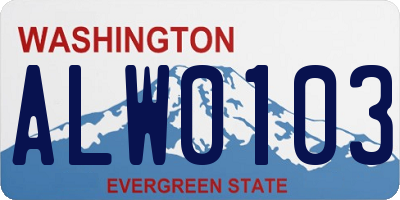WA license plate ALW0103