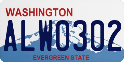 WA license plate ALW0302