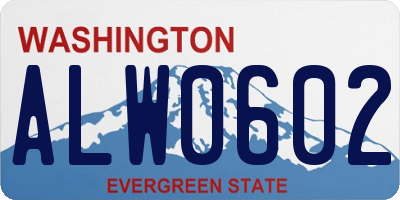 WA license plate ALW0602