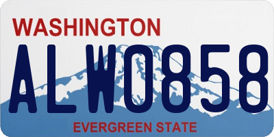 WA license plate ALW0858