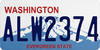 WA license plate ALW2374