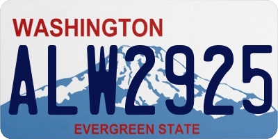 WA license plate ALW2925