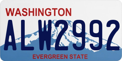 WA license plate ALW2992