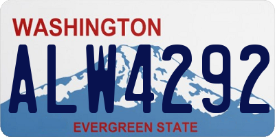 WA license plate ALW4292