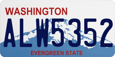 WA license plate ALW5352
