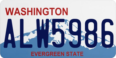 WA license plate ALW5986
