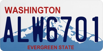 WA license plate ALW6701