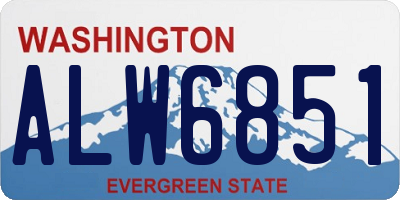 WA license plate ALW6851