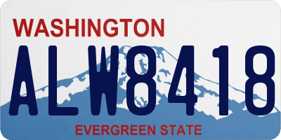 WA license plate ALW8418