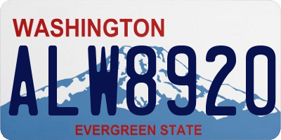 WA license plate ALW8920