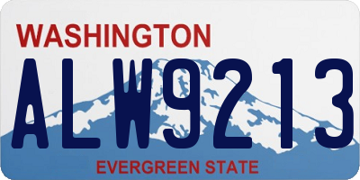 WA license plate ALW9213