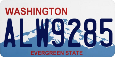 WA license plate ALW9285