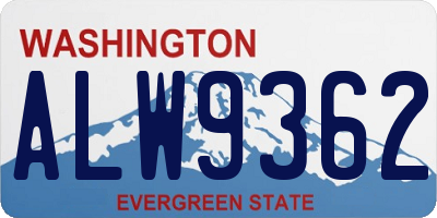 WA license plate ALW9362