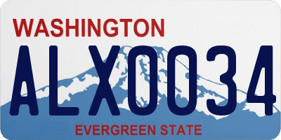 WA license plate ALX0034