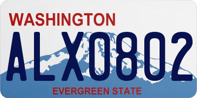 WA license plate ALX0802