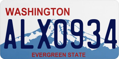 WA license plate ALX0934