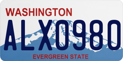 WA license plate ALX0980