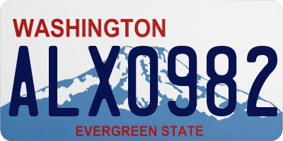 WA license plate ALX0982