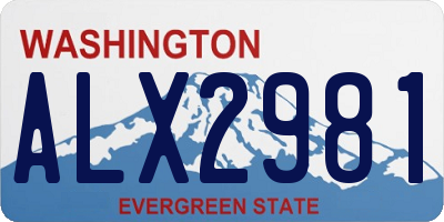 WA license plate ALX2981