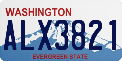 WA license plate ALX3821