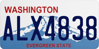 WA license plate ALX4838