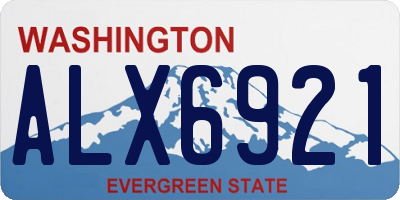 WA license plate ALX6921