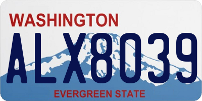 WA license plate ALX8039