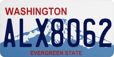 WA license plate ALX8062