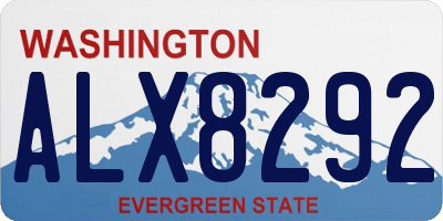 WA license plate ALX8292