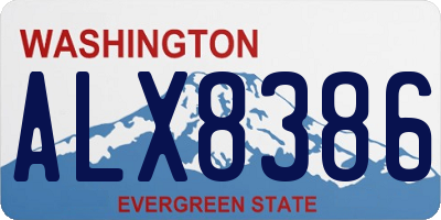 WA license plate ALX8386