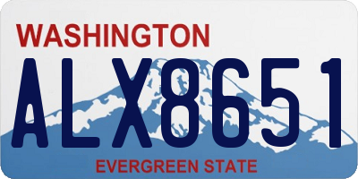 WA license plate ALX8651