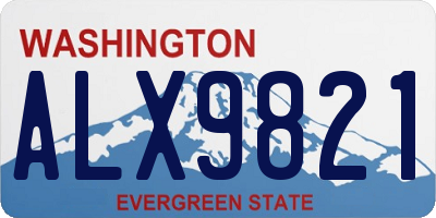 WA license plate ALX9821