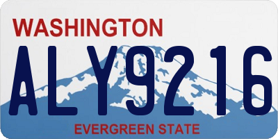 WA license plate ALY9216