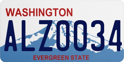 WA license plate ALZ0034