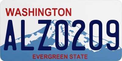 WA license plate ALZ0209