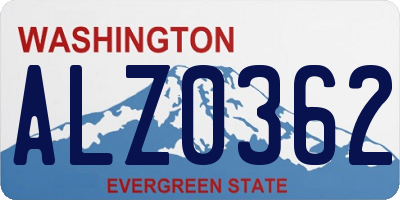 WA license plate ALZ0362
