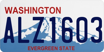 WA license plate ALZ1603