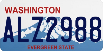 WA license plate ALZ2988