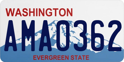 WA license plate AMA0362