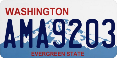 WA license plate AMA9203