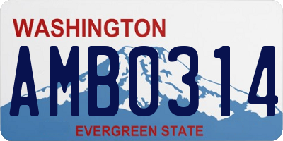 WA license plate AMB0314