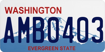 WA license plate AMB0403