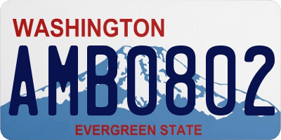 WA license plate AMB0802