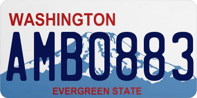 WA license plate AMB0883