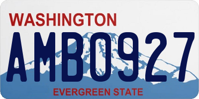 WA license plate AMB0927