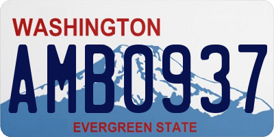 WA license plate AMB0937